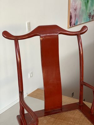 Chair in Ming Chinese style with High Backrest and Red Lacquer-JO-1285385