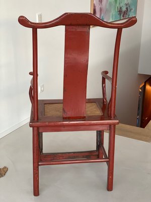 Chair in Ming Chinese style with High Backrest and Red Lacquer-JO-1285385