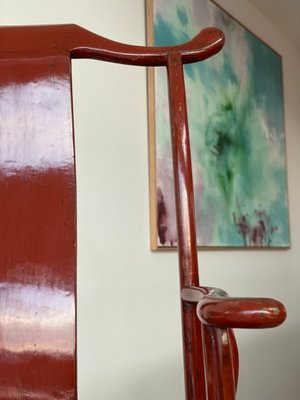 Chair in Ming Chinese style with High Backrest and Red Lacquer-JO-1285385