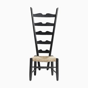 Chair in Wood and Wicker attributed to Gio Ponti for Casa and Giardino, 1939-KKZ-1814188