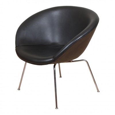 Chair with Original Black Leather by Arne Jacobsen for Fritz Hansen-MTD-1400586