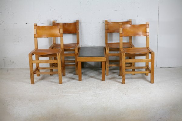 Chairs and Coffee Table from Maison Regain, France, 1970s, Set of 5-MAO-1080858