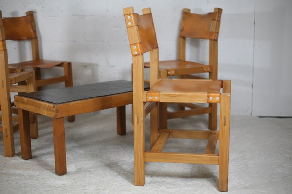 Chairs and Coffee Table from Maison Regain, France, 1970s, Set of 5-MAO-1080858