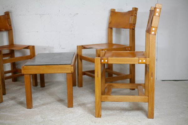 Chairs and Coffee Table from Maison Regain, France, 1970s, Set of 5-MAO-1080858