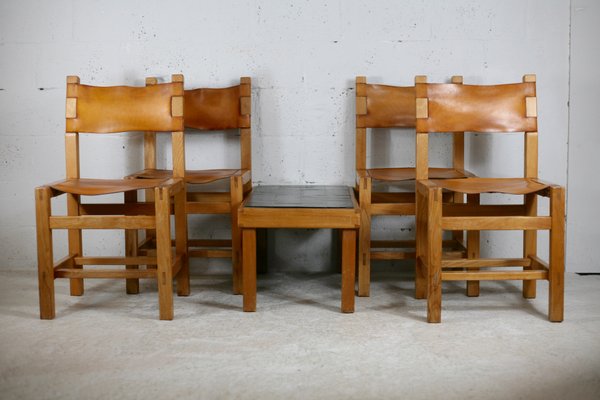 Chairs and Coffee Table from Maison Regain, France, 1970s, Set of 5-MAO-1080858