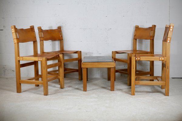 Chairs and Coffee Table from Maison Regain, France, 1970s, Set of 5-MAO-1080858