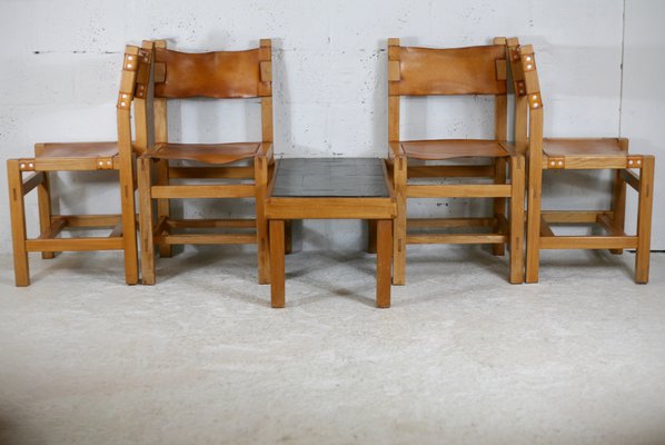 Chairs and Coffee Table from Maison Regain, France, 1970s, Set of 5-MAO-1080858