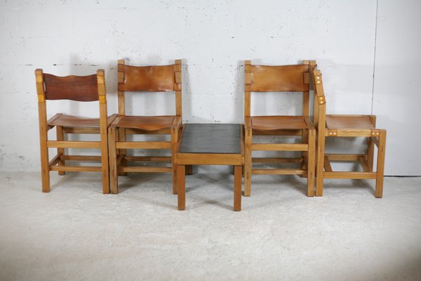 Chairs and Coffee Table from Maison Regain, France, 1970s, Set of 5-MAO-1080858