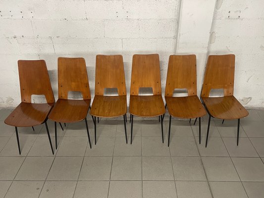 Chairs attributed to Carlo Ratti for Società Compensati Curvati, 1950s, Set of 6-JHL-2035779