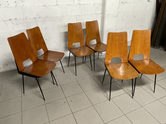 Chairs attributed to Carlo Ratti for Società Compensati Curvati, 1950s, Set of 6-JHL-2035779