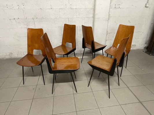 Chairs attributed to Carlo Ratti for Società Compensati Curvati, 1950s, Set of 6-JHL-2035779