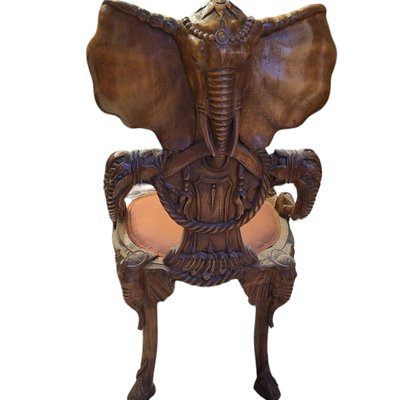 Chairs Elephant Sculptures in Tropical Wood, Set of 2-TCS-1745991