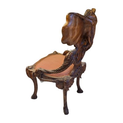 Chairs Elephant Sculptures in Tropical Wood, Set of 2-TCS-1745991