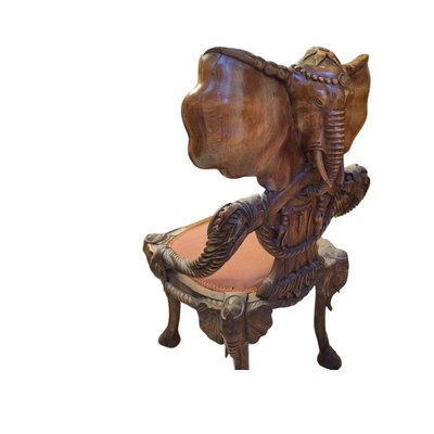 Chairs Elephant Sculptures in Tropical Wood, Set of 2-TCS-1745991