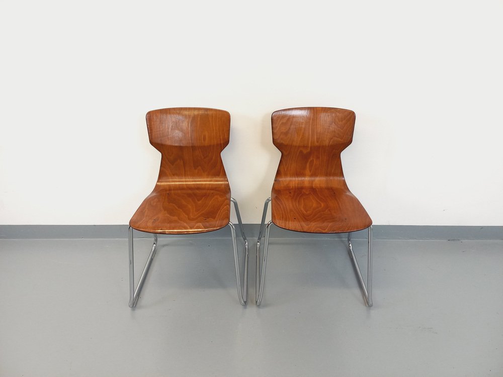 Chairs in Bentwood and Chrome from Casala, 1960s, Set of 2