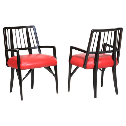 Chairs in Black Lacquered Wood by Paul Laszlo, 1950s, Set of 4