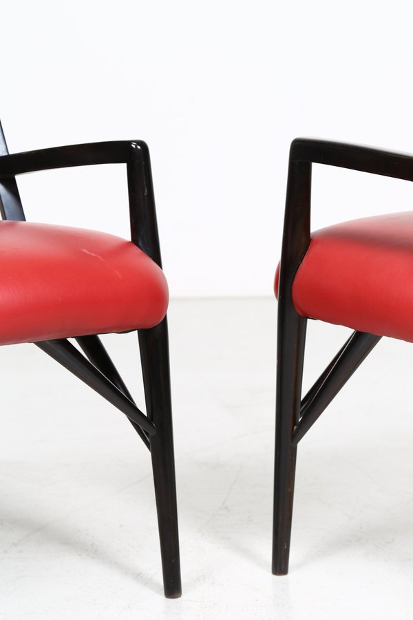 Chairs in Black Lacquered Wood by Paul Laszlo, 1950s, Set of 4