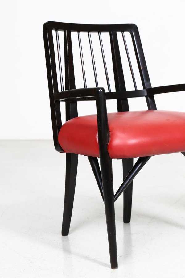 Chairs in Black Lacquered Wood by Paul Laszlo, 1950s, Set of 4