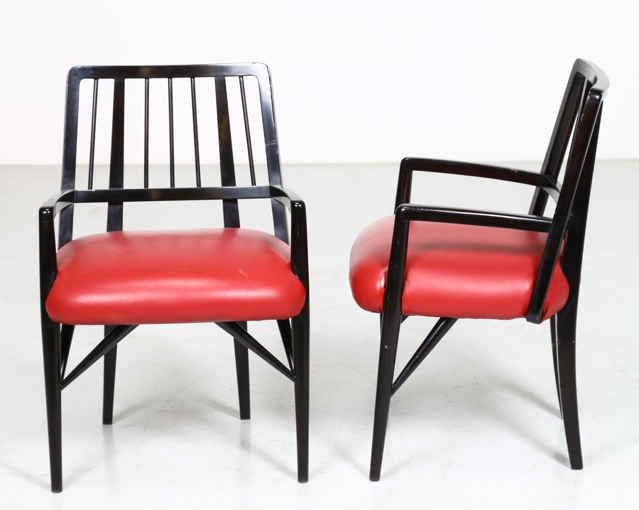 Chairs in Black Lacquered Wood by Paul Laszlo, 1950s, Set of 4