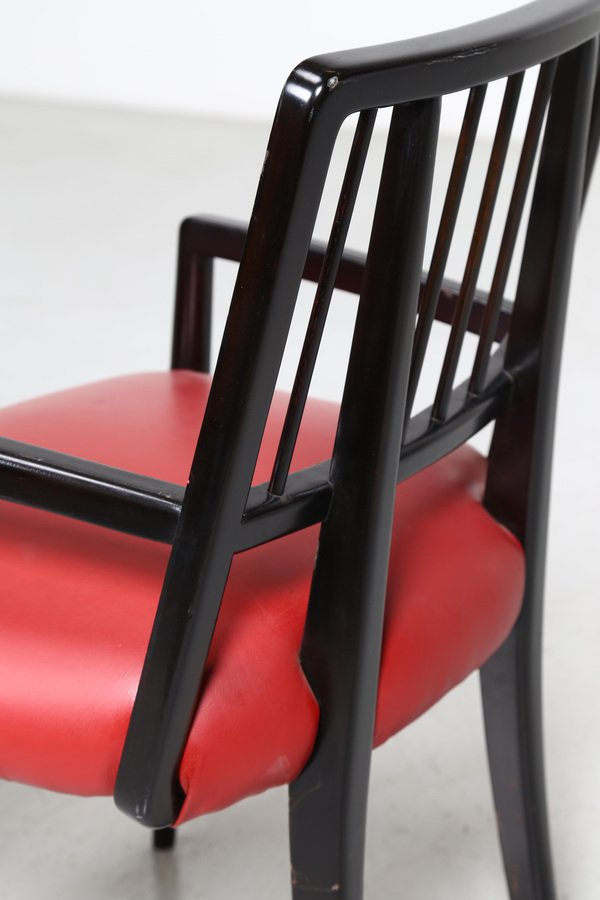 Chairs in Black Lacquered Wood by Paul Laszlo, 1950s, Set of 4