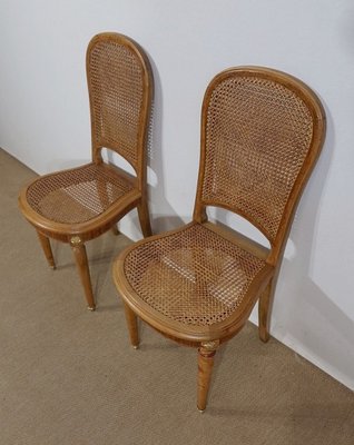 Chairs in Cane & Solid Blonde Cherry, 1920s or 1930s, Set of 2-RVK-1222075