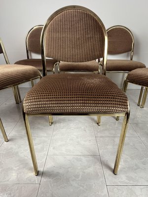 Chairs in Golden Metal and Fabric, Italy, 1970s, Set of 6-YST-1802338