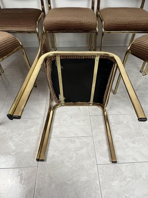 Chairs in Golden Metal and Fabric, Italy, 1970s, Set of 6-YST-1802338