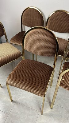 Chairs in Golden Metal and Fabric, Italy, 1970s, Set of 6-YST-1802338