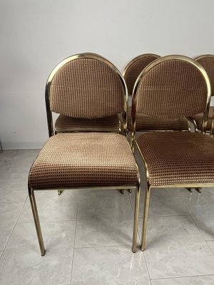 Chairs in Golden Metal and Fabric, Italy, 1970s, Set of 6-YST-1802338