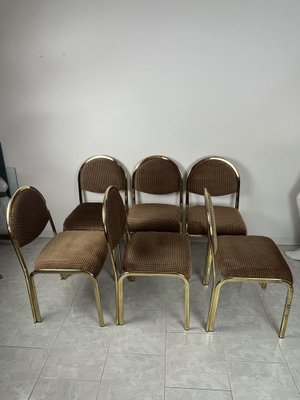 Chairs in Golden Metal and Fabric, Italy, 1970s, Set of 6-YST-1802338