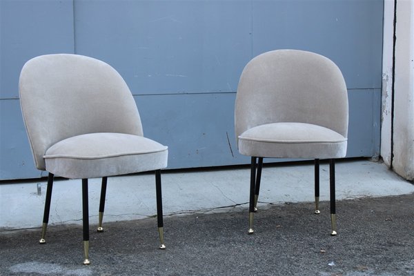 Chairs in Gray Velvet by Gastone Rinaldi for Rima, 1950s, Set of 2-EH-1298636