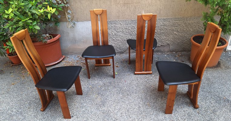 Chairs in Light Wood in the style of Carlo Scarpa for Mobil Girgi, 1970s, Set of 4-OHK-1787057