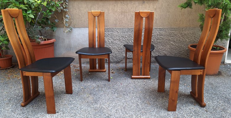 Chairs in Light Wood in the style of Carlo Scarpa for Mobil Girgi, 1970s, Set of 4-OHK-1787057