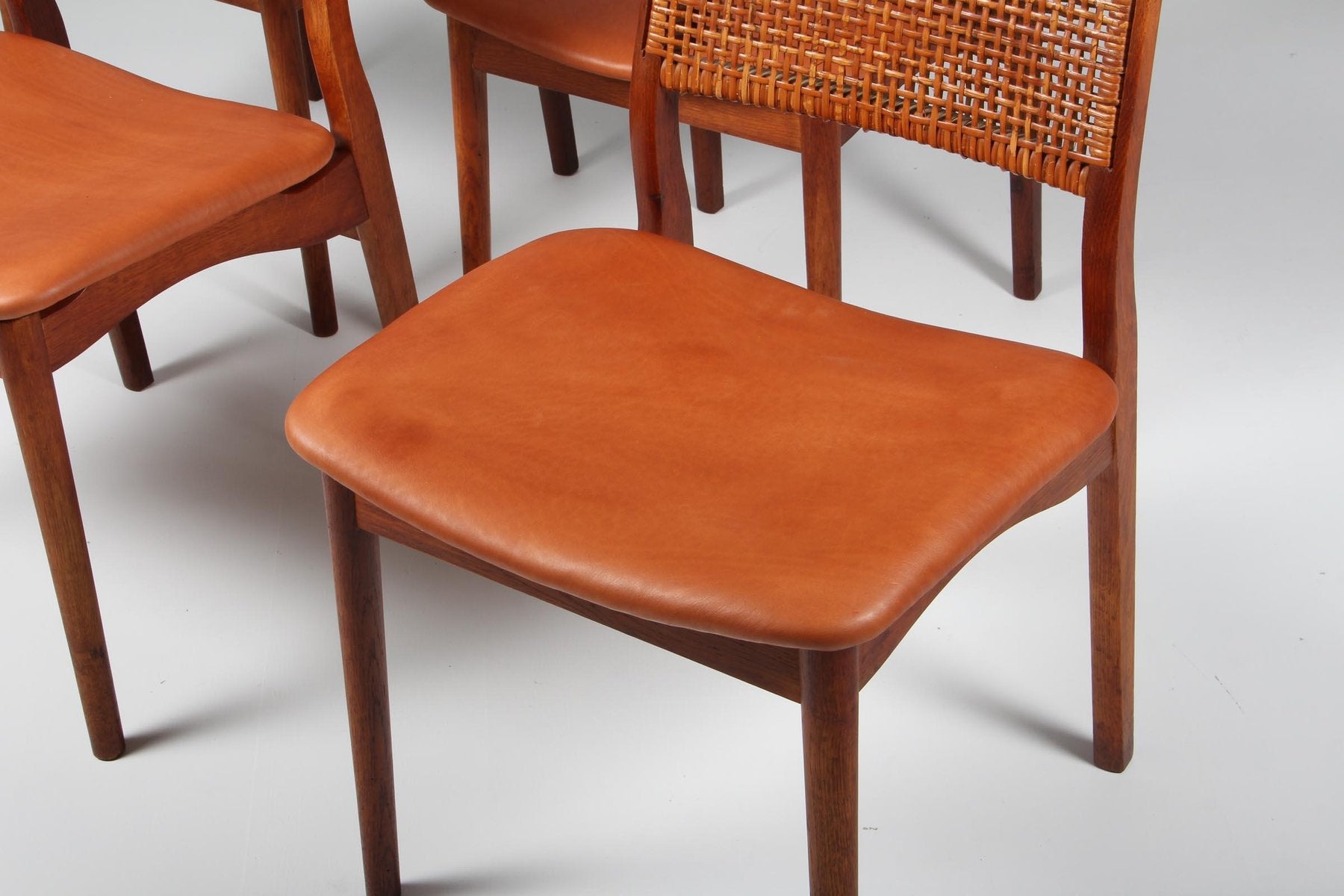 Chairs in Oak and Cane by Helge Sibast, 1960s, Set of 4