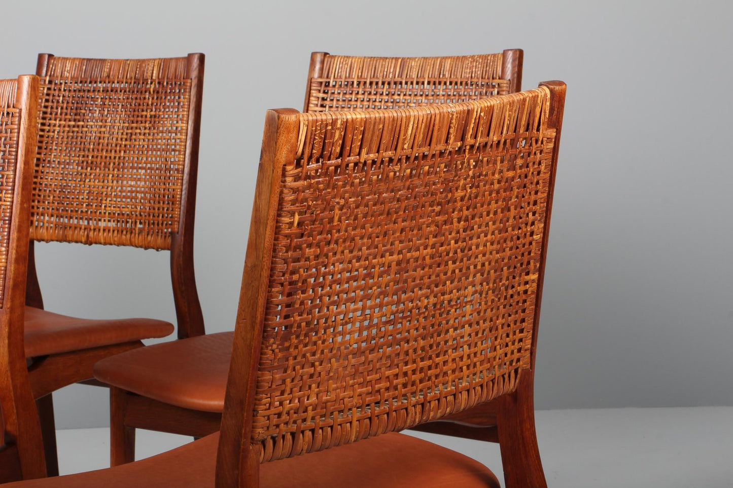 Chairs in Oak and Cane by Helge Sibast, 1960s, Set of 4