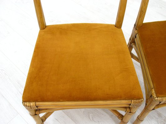 Chairs in Rattan with Table, 1970s, Set of 3-WVA-1235944