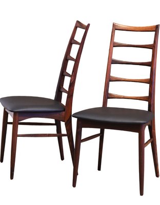 Chairs in Rosewood and Black Leather by Niels Koefoed for Koefoeds Møbelfabrik, 1960s, Set of 6-BPJ-1778603