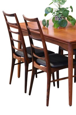 Chairs in Rosewood and Black Leather by Niels Koefoed for Koefoeds Møbelfabrik, 1960s, Set of 6-BPJ-1778603