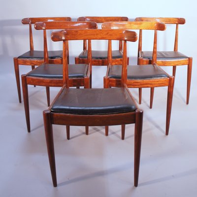 Chairs in Rosewood and Leather, Set of 6-SGX-1054144