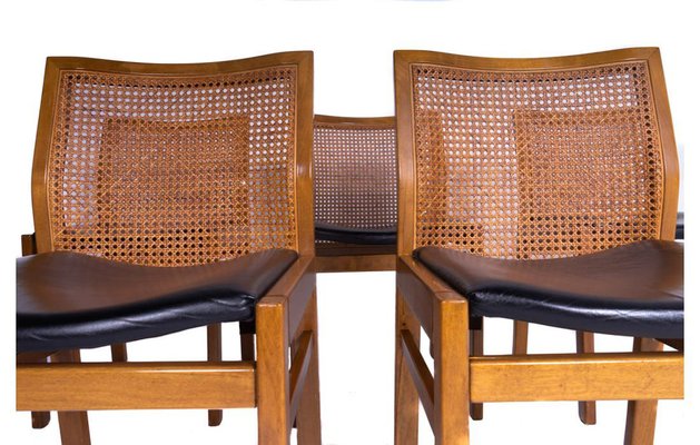 Chairs in Walnut, Leather and Straw from Molteni, Set of 5-SRP-1773871