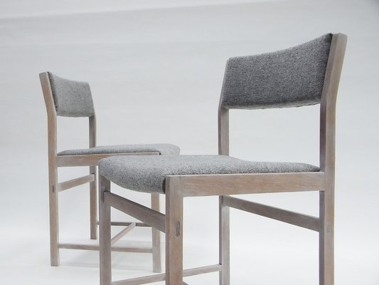 Chairs in Whitened Oakwood & Kvadrat Fabric, Set of 2-EP-1770536