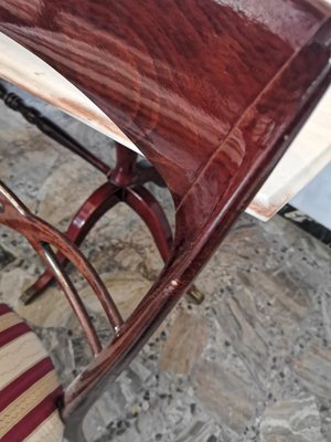 Chairs in Wood and Cream & Burgundy Fabric, 1960s, Set of 6-RAQ-1389091