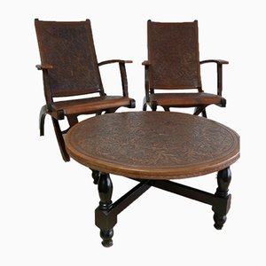 Chairs & Table by Angel I. Pazmino for Muebles de Estilo, Ecuador, 1960s, Set of 3-KK-936167