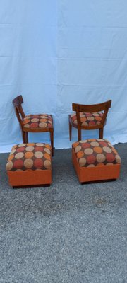 Chairs with Ottoman, 1950s, Set of 4-QLH-952398