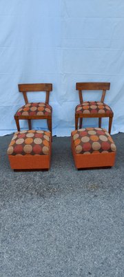 Chairs with Ottoman, 1950s, Set of 4-QLH-952398