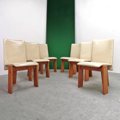 Chairs with Tripod Structure and Beige Leather Upholstery, 1970s, Set of 6-PRS-1749449