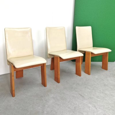 Chairs with Tripod Structure and Beige Leather Upholstery, 1970s, Set of 6-PRS-1749449