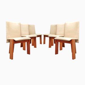 Chairs with Tripod Structure and Beige Leather Upholstery, 1970s, Set of 6-PRS-1749449