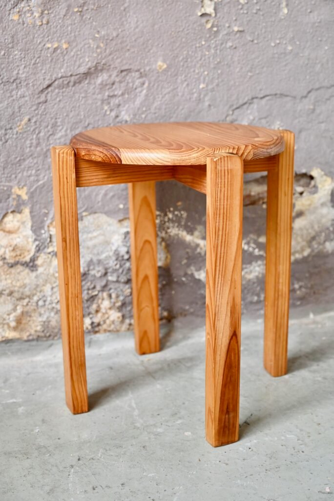 Chalet Pine Stool, 1970s