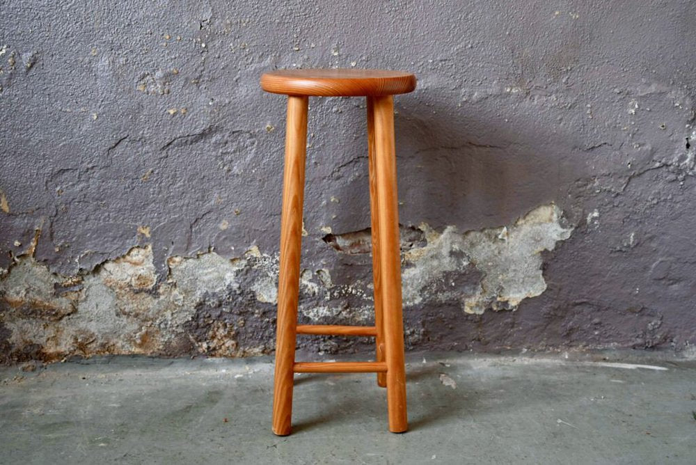 Chalet Style Pine Bar Stools, 1970s, Set of 2